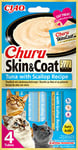 INABA Churu Skin & Coat - Friandises pour Chats en Purée au Thon et Pétoncle - Oméga 3 & 6 et Taurine - Snacks pour Félins, Texture Onctueuse - Nourriture pour Chats, Peau & Pelage - 48 Tubes x 14g