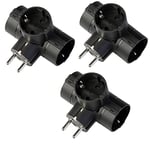 POLY POOL - PP2350.13 Adaptateur Schuko avec 3 prises Schuko standard allemandes et fiche 16 A, adaptateur multiprise, couleur : noir