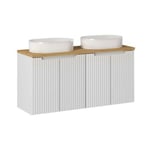 Meuble double vasque 120cm 4 portes Riva Blanc et Bois