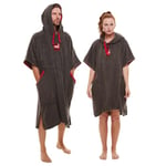 Red Original Adult Unisex Towelling Changing Robe, Surf Poncho Towel with Hood (Grey, M)