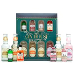 Gin Gift Set - Flavoured Gin 4x5cl Gordons Pink Gin, Edinburgh Gin Rhubarb and Ginger, Tanqueray Gin, Dockyard Orange Gin, 4x125ml Fentimans Tonic Cocktail Mixers - Gin Gifts for Women, Men, Christmas