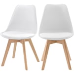 Chaise scandinave blanche et pieds bois (lot de 2) - skandi