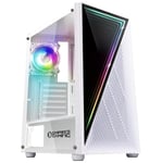 EMPIRE GAMING - Boîtier PC Gamer Crystal - ARGB Moyenne Tour ATX, Micro ATX et ITX - Façade 3D Effet Miroir - Ventilateurs 1 x 120mm 3 Pins 5 Volts LED RGB Adressable et 1 x 120mm Standard - Blanc