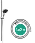 hansgrohe Rainfinity - Set de douche, Ensemble de douche avec douchette, barre de douche 90cm, flexible de douche textile Designflex 160cm et support, Pommeau de douche avec 3 types de jet, Chromé