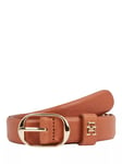 Tommy Hilfiger Casual Monogram Leather Belt, Cognac