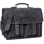 STILORD 'Jeffrey' Porte Document Femme et Homme Cuir Sac d'Enseignant XL Sac à Bandoulière Ordinateur Portable 15,6 Classeur A4 Trolley, Couleur:Antracite