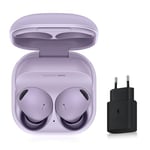 Bundle Samsung Galaxy Buds2 Pro écouteurs sans fil Lavande + chargeur 25 W offert, design ergonomique, réduction active de bruit avancée, son immersif, suppression active de bruit