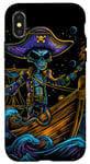 Coque pour iPhone X/XS Aventure de pirate extraterrestre, capitaine des pirates de