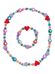 Stych Heart & Flower Flock Beaded Jewellery Set, Multi