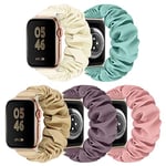 Scrunchie Apple Watch Strap for Women Compatible with iwatch Series 9 8 7 6 5 4 3 2 1 SE (E(Pink/Smoke Violet/Starlight/Milk Tea/Cactus), 38mm/40mm/41mm Large-Size)