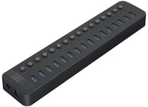 Orico 16 multi-port hub med individuelle switches - Sort