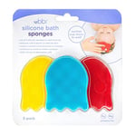 Ubbi Jellyfish Silicone Multi-Purpose Bath Sponges for Washing and Play, Baby Bathing Essentials for Newborns, Baby Massaging Bath Brushes for Dry Skin and Cradle Cap, Set of 3