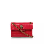 Kurt Geiger London Mini Kensington Croc Leather Shoulder Bag, Bright Red