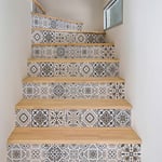 Stickers adhésifs escalier carrelages | Sticker Autocollant contremarche Carreaux de ciment – Stickers contremarche carrelages | Escalier carreaux de ciment adhésif - azulejos – 15 x 105 cm - 4 bandes