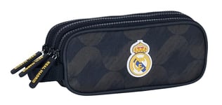 REAL MADRID 2ème ÉQUIPATION 23/24 - Trousse triple zip, étui pour enfant, idéal pour les enfants de 5 à 14 ans, confortable et polyvalent, qualité et résistance, 21 x 7 x 8,5 cm, Bleu marine, bleu