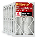 Filtrete Lot de 6 filtres à air pour fournaise CA 20 x 22 x 1, MERV 11, MPR 1000, micro allergènes, filtre de nettoyage à air électrostatique plissé de 2,5 cm, 3 mois (taille réelle 50,3 x 55,4 x 2,1