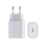 Pikalaturi 45W Samsung USB-C:lle 1 metrin datakaapelilla + latauspää valkoinen 45W