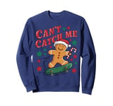 Can't Catch Me Groovy Christmas Gingerbread Man Boys Kids Sweatshirt