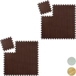 Relaxdays - Tapis de protection, lot de 18, sport et appareils fitness, tissu eva, sans bpa, env. 0,85 m², effet bois, brun foncé