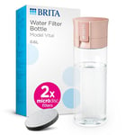 BRITA Water Filter Bottle Apricot (600ml) incl. 2x MicroDisc Filters - portable water filtration bottle for hydration on-the-go, filters chlorine, organic impurities, hormones and pesticides