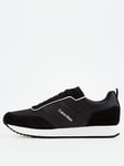 Calvin Klein Low Top Suede/Leather Lace Up Runners - Black/white, Black/White, Size 45, Men