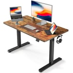 FEZIBO Height Adjustable Electric Standing Desk, 100 * 60 cm Stand up Table, Sit Stand Home Office Desk with Splice Board, Black Frame/Rustic Brown Top