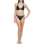 Calvin Klein Women's Low Waisted Elastic Triangle Bikini Set Bottoms, Black Logo, Medium