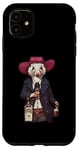 Coque pour iPhone 11 Opossum américain dans un chapeau de cowboy buvant une bouteille de whisky