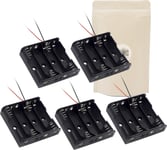 5X Armature Support Boite boitier pour 4 Pile Batterie AA LR06 avec Fils Noir Rouge coupleur