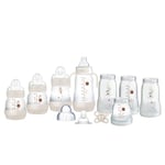 MAM Easy Start Self Sterilising Anti Colic Starter Set, Newborn Bottle Set and Soother, Newborn Essentials, White (Designs May Vary)