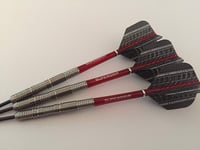 Beautiful 90% Tungsten Megagrip Darts Set, Harrows Red Translucent Supergrip Stems & Flights - Available in 22g or 24g (22 Grams)