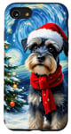 Coque pour iPhone SE (2020) / 7 / 8 Miniature Schnauzer Starry Night Christmas Van Gogh Dog