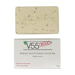 V55 MAX Salicylic Acid, Tea Tree Oil and Sulphur Soap Scrub for Spots Blackheads Milia Blemishes Problem Skin Suitable and Safe for those Prone to Acne - Paraben and Cruelty FREE - 100 g