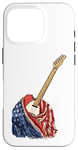 Coque pour iPhone 16 Pro Guitare Américaine USA Drapeau Américain Guitariste Basse Musicien