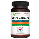 Pure Nutrition Ultra Calcium Citrate 1000mg Highly absorbable Calcium Supplement with Calcium Citrate Malate, Vitamin D, Zinc and Magnesium - 1 Tablet Daily (90 Veg Tabs) Non-GMO | Gluten-Free