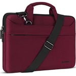 DOMISO 14 Pouces Imperméable Housse de Protection Ordinateur Portable avec Port de Chargeur USB Externe Sacoche Bandoulière pour HP 14/Lenovo Yoga 520/Ultrabook/Netbook/ASUS,Fuchsia