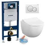Pack wc Bati-support Geberit wc Vitra Sento fixations invisibles + Abattant softclose + Plaque blanche (GebSento-B)