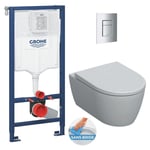 Grohe - Pack wc Bâti-support Rapid sl+ Cuvette wc suspendu Geberit Rimfree + Plaque de commande wc Skate Cosmopolitan