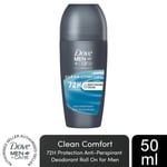 Dove Men+Care Roll On 72H Protection Antiperspirant Deo Clean Comfort, 50ml