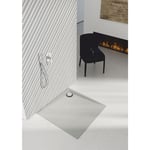 Otitec - Receveur de douche en acrylique - gris ciment - structure en pierre - carré - cres - 80 x 80 - gris