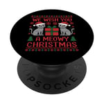 Pull de Noël moche avec inscription « We Wish You A Meowy Cat » PopSockets PopGrip Adhésif