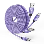 Cable USB C 3M Lot de 2,3A Câble USB vers USB C Long Charge Rapide Nylon Tressé pour Samsung Galaxy S23 S22 S10 A14 A23 A34 A54,iPhone 15,Manette PS5 Xbox,Violet