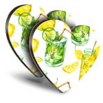 2x Heart MDF Coasters - Lemon & Lime Drink Lemonade  #24550