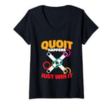 Womens Quoit Happens Just Win It Outdoor Quoits Traditional Game V-Neck T-Shirt