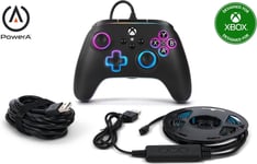 PowerA Lumectra Advantage Wired Controller, sort + RGB LED-bånd, Xbox / PC