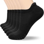 coskefy Sports Socks Cotton Trainer Socks for Men Women Cushioned Ankle Running Socks Athletic Walking Socks, UK 9-12/ EU 43-46, Black (M03)