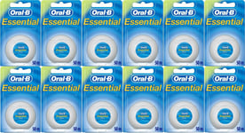 12 x Oral-B Essential Dental Floss Original Waxed Mint Healthy Gums Sealed Box