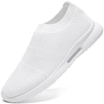 JUEQIBAA Chaussures de Course Homme Slip on Baskets Running Gym Fitness Légères Sneakers Marche Tennis Respirante Sport Chaussures Homme Blanc 46