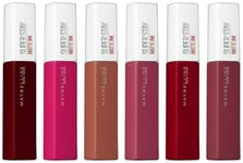 Maybelline New York Lot de 6 rouges à lèvres Super Stay Matte Ink en six nuances différentes, 6 x 5 ml