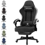 GTPLAYER Chaise Gaming Bureau Ergonomique Fauteuil Gaming Leathaire, accoudoir inclinable, avec Repose-Pieds Noir